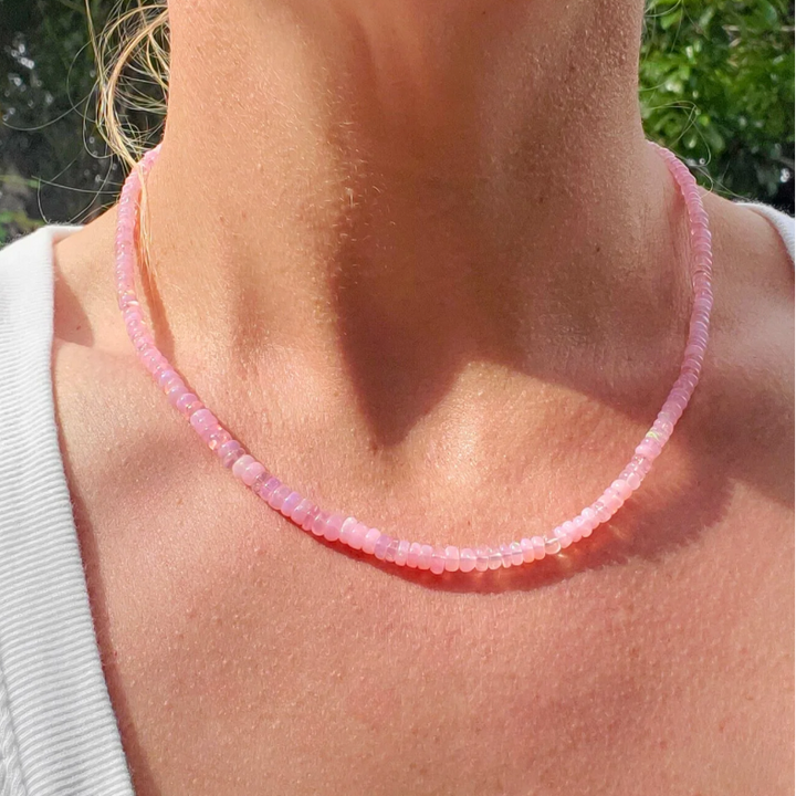 Pink Ethiopian Fire Opal Necklace
