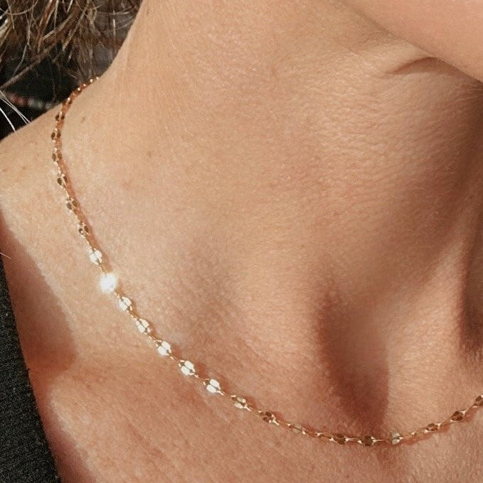 Gold Chain Necklace Sparkly Gold waterproof non-tarnish gold choker necklace 