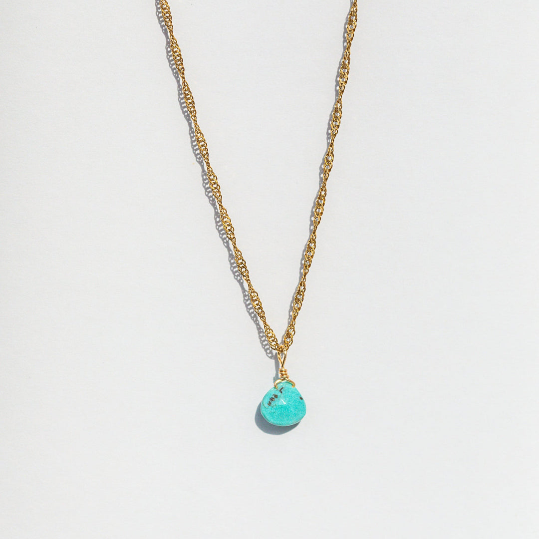 Pretty Necklace Turquoise Charm Necklace Gold Singapore Chain Hypoallergenic Jewelry Waterproof Necklace Gold Chain 