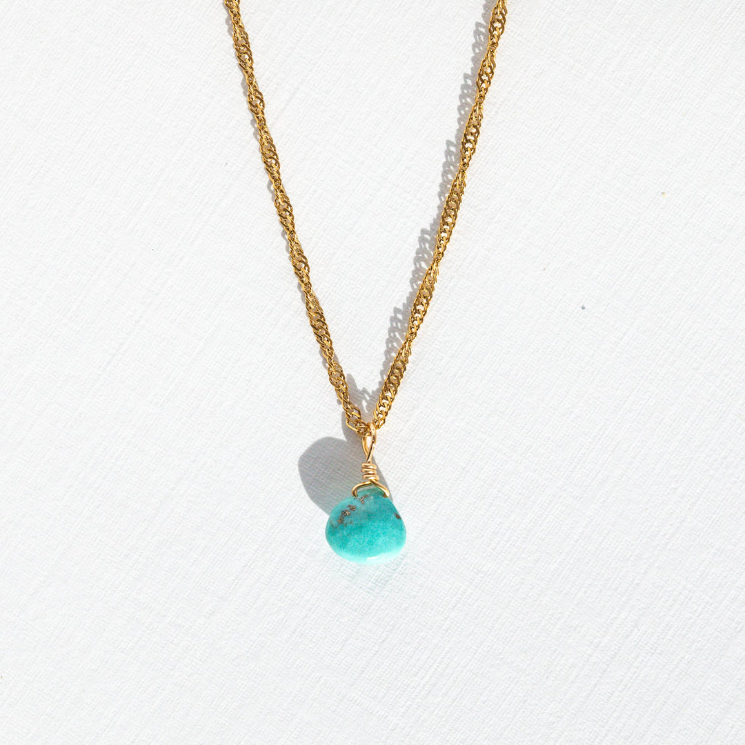 Turquoise Necklace Birthstone Jewelry Waterproof Jewelry Non-tarnish Gold twist chain necklace 
