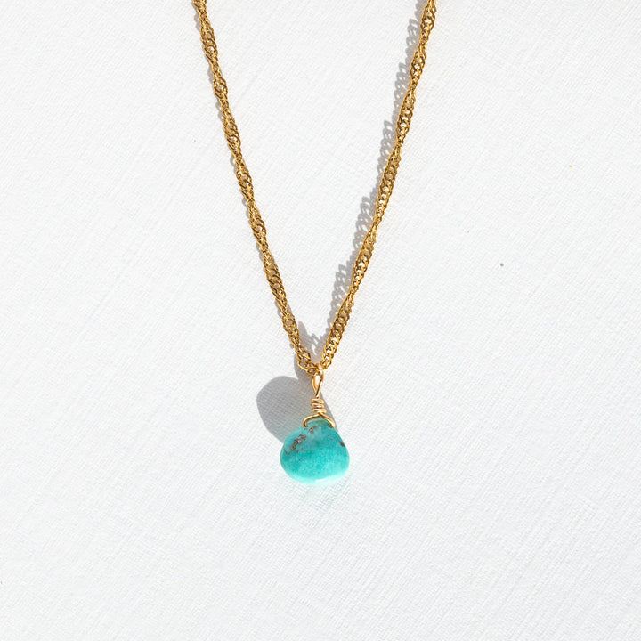 Turquoise Necklace Birthstone Jewelry Waterproof Jewelry Non-tarnish Gold twist chain necklace 