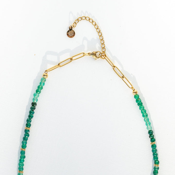 Gemstone Beaded Necklace for women with Gold Chain Non-tarnish Gold Waterproof Jewelry 