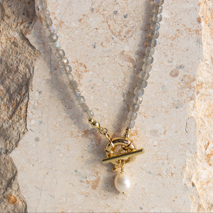waterproof gemstone necklace for vacation jewelry non-tarnish gold '