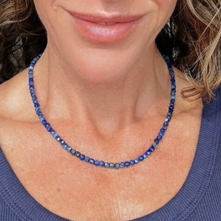 lapis lazuli statement necklace gift for her bold blue gemstone jewelry