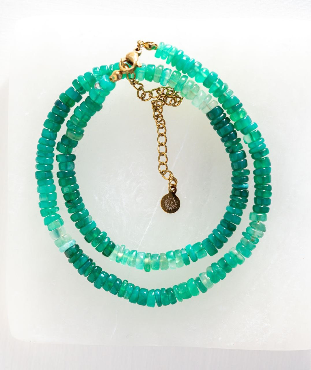 bold green onyx beaded necklace statement jewelry