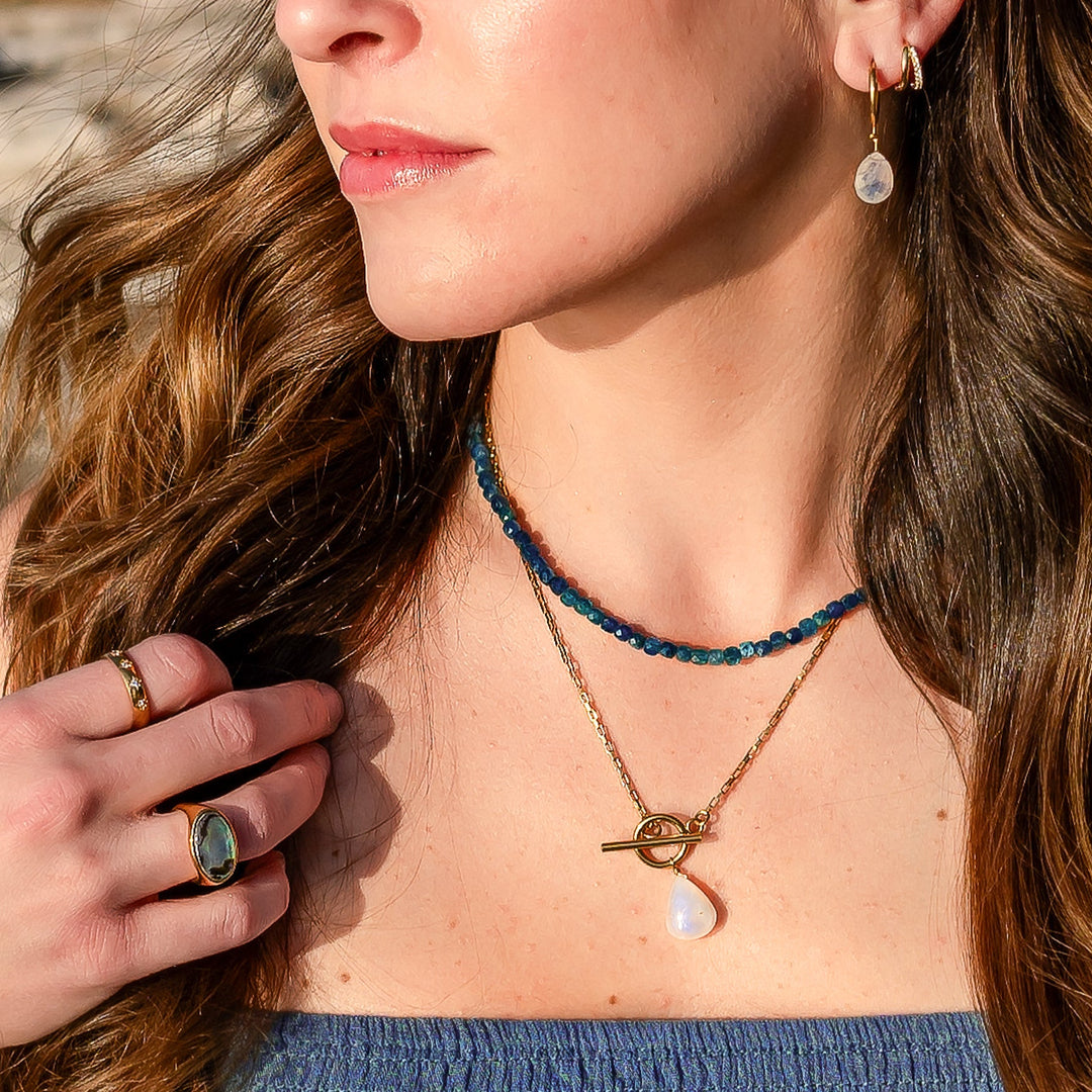 moonstone statement necklace gift for her gold gemstone jewelry