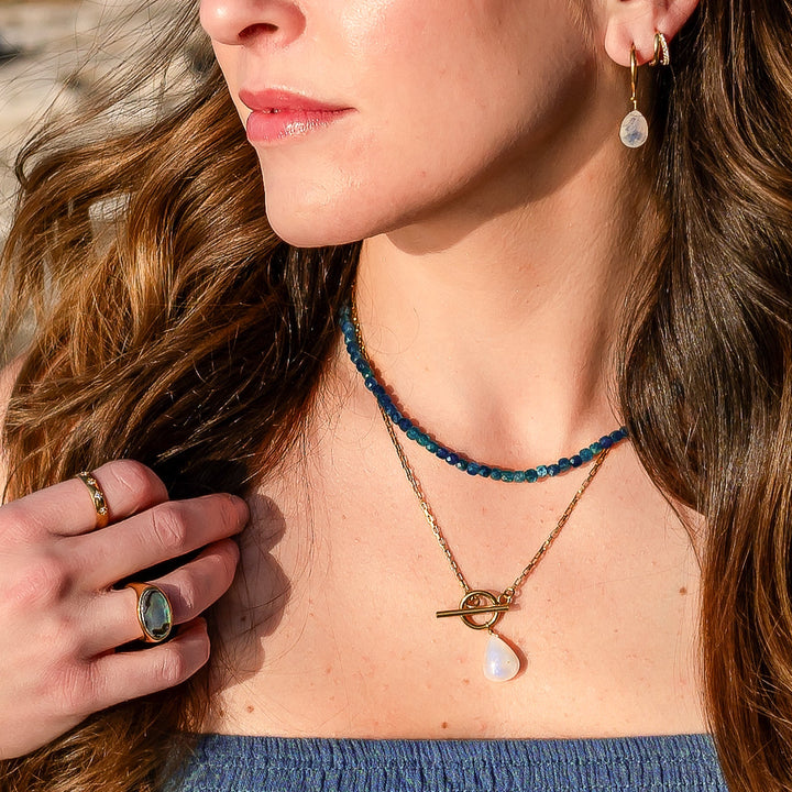moonstone statement necklace gift for her gold gemstone jewelry