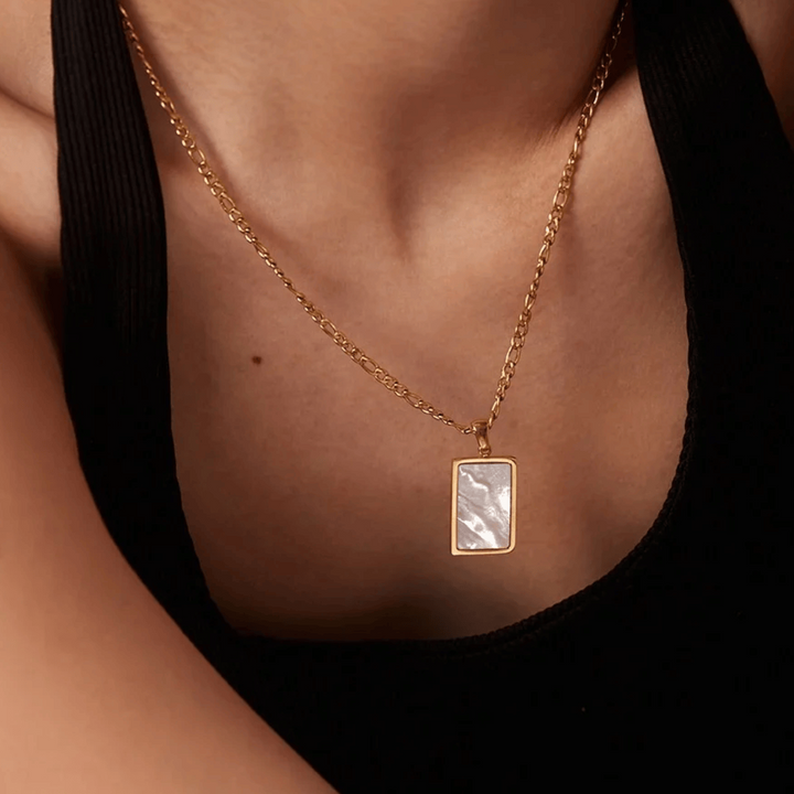 Pearl Necklace Gold Beachy Jewelry ocean proof vacation Necklace mother of pearl pendant 