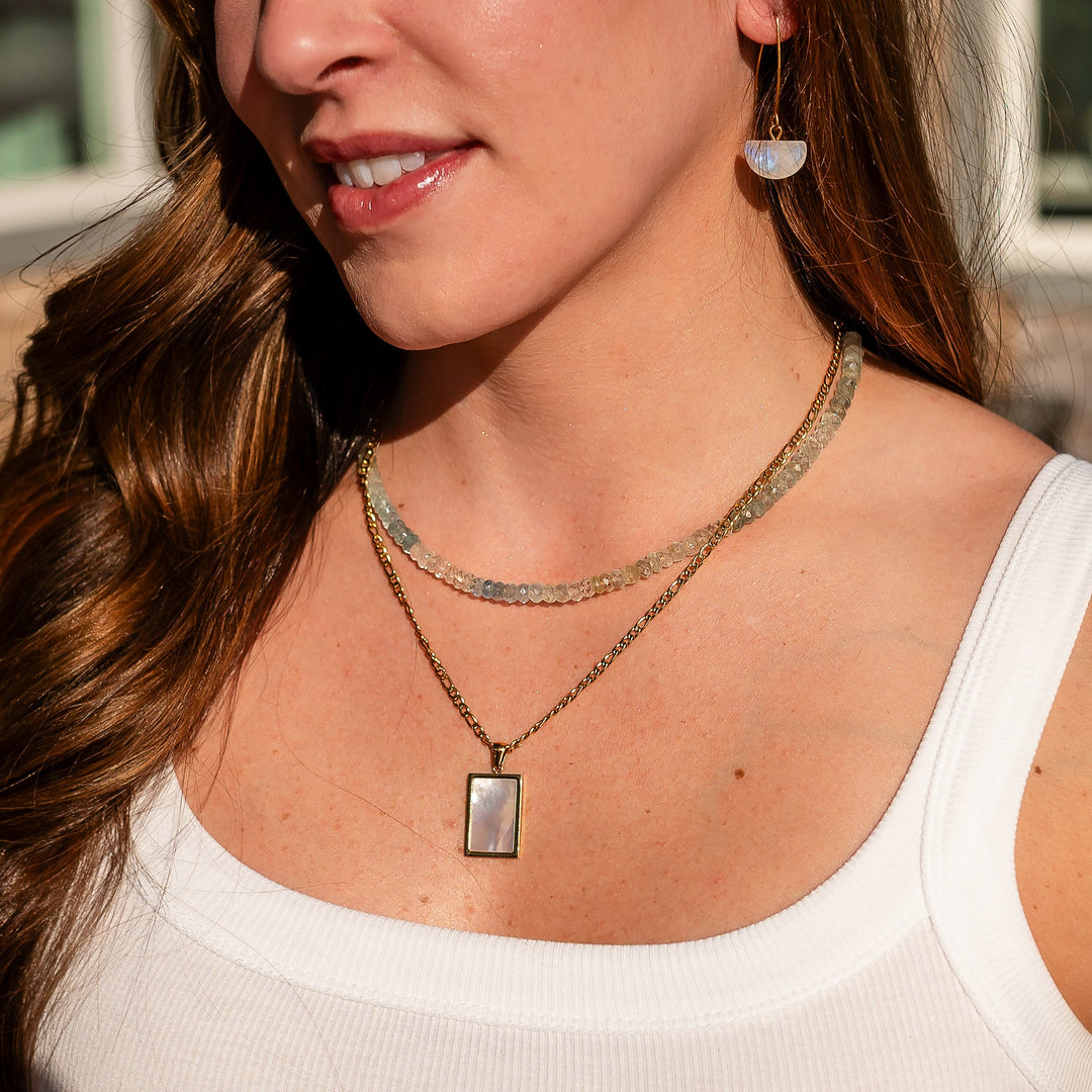 mother of pearl necklace gold waterproof chain pretty necklace for her 
